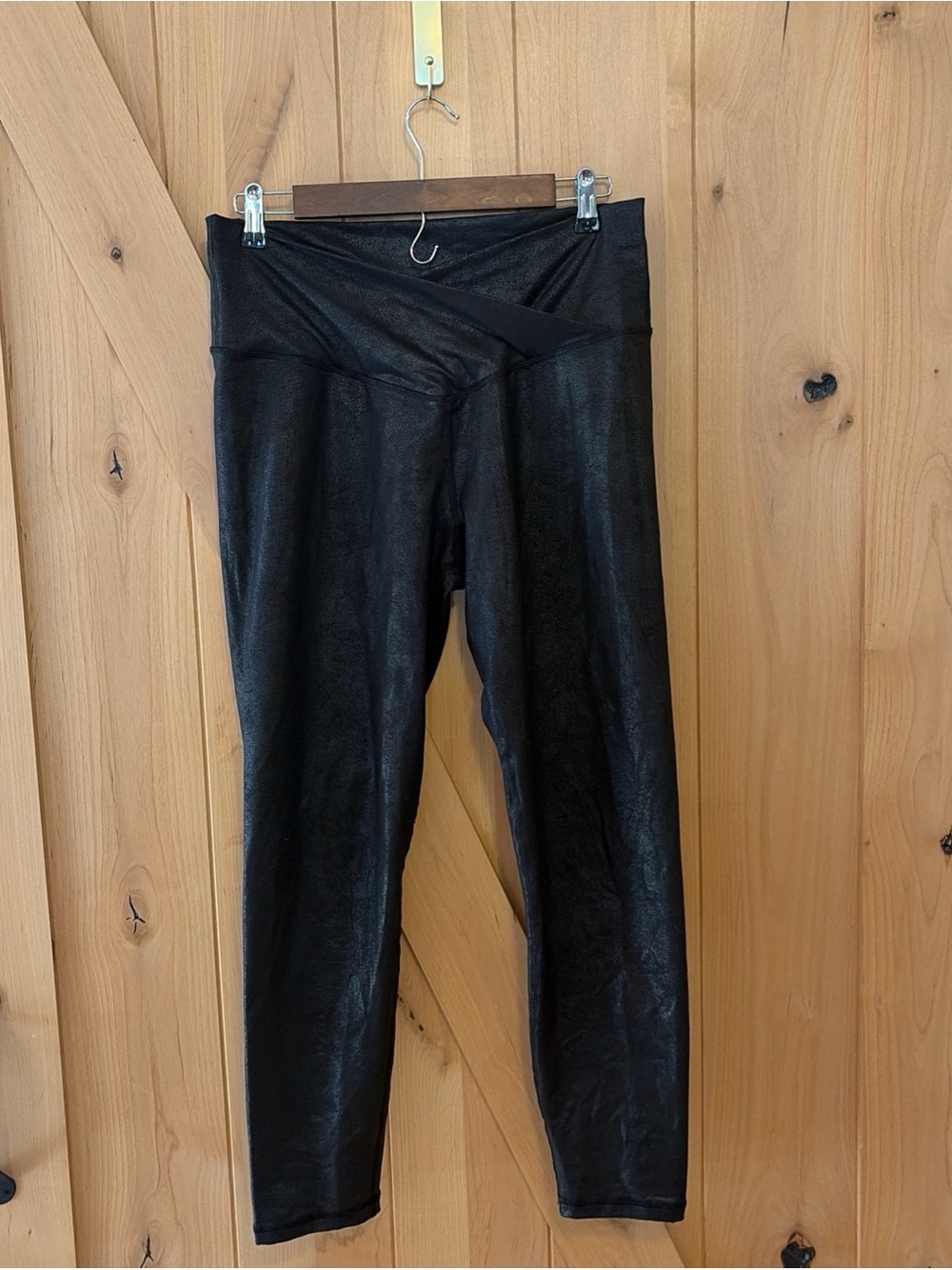 Aerie Offline Hugger High Rise Faux Leather Black Leggings XL